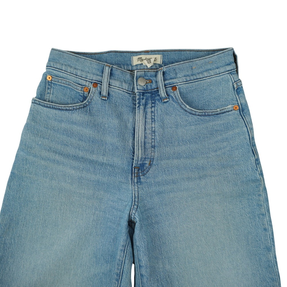 Madewell Perfect Vintage Wide Leg Crop Jeans Light Wash Raw Hem Size 27 Casual - Picture 5 of 9
